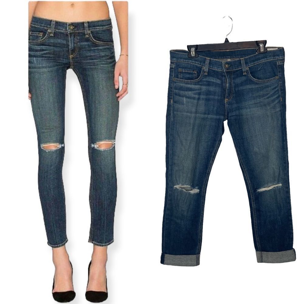 Rag & Bone Jean Tomboy Distressed Dark Wash Jeans Women’s Size 29
